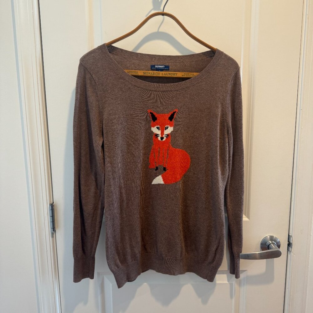 Old Navy SOLD OUT Rare Orange Fox Sweater sz L